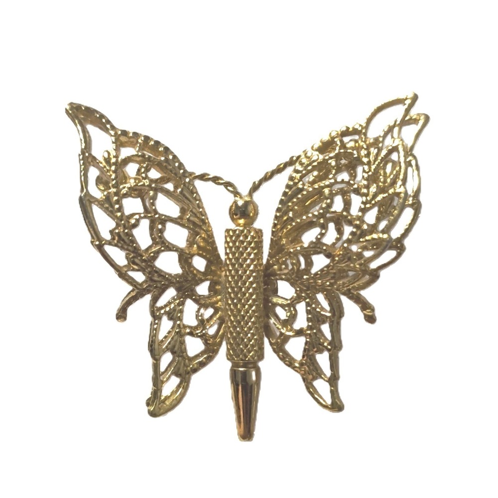 Monet‎ gold-tone filigree butterfly design brooch, 1.5" x 1.5"